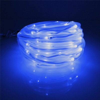 Drillpro - 100 LED Solare Striscia LED Striscia Tubo Corda Luci Impermeabile Decorazioni per feste di Natale (Blu, 10 m 100 led solari senza