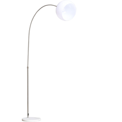 Lampada ad Arco da Terra Regolabile in Altezza e Paralume Flessibile Bianco e Argento - Homcom en oferta