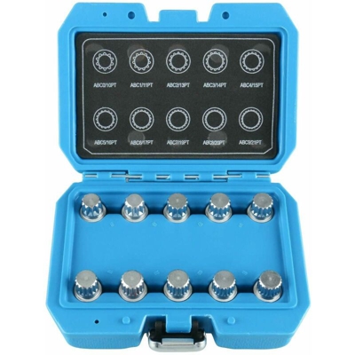 Varan Motors - VT13769B Set di 10 manicotti per il bloccaggio ruota VAG AUDI VW, blocco perno ruota antifurto - Gris