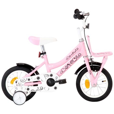Bici Per Bambini Con Trasportino Frontale 12'' Bianco E Rosa