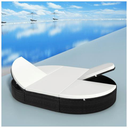 Lettino Prendisole In Polyrattan 200x140x28 Cm Nero características