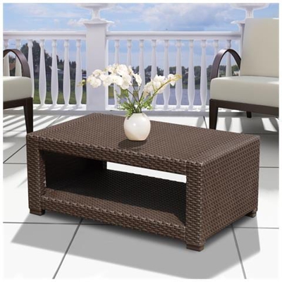 Tavolino Da Giardino In Pp Plastica Ad Effetto Rattan 93 X 56 X 38,5cm, Colore Marrone