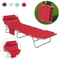 Sdraio Pieghevole, lettino Prendisole, schienale Reclinabile, rosso, ogs35-r en oferta