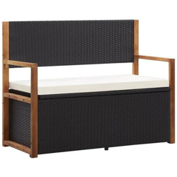 Cassapanca 110 Cm In Polyrattan E Legno Massello Di Acacia Nero en oferta