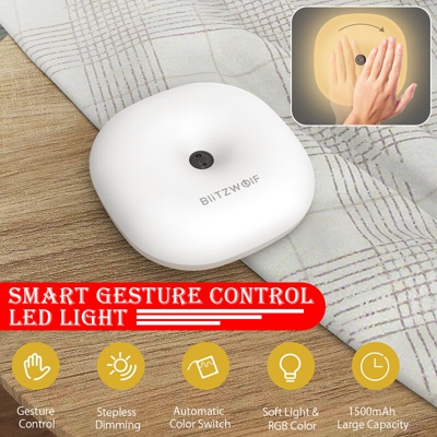 BlitzWolf BW-LT18 Sensore di controllo gestuale intelligente Luce notturna a LED Lampada da comodino dimmerabile RGB
