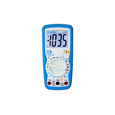 Peaktech P 1035 - Multimetro Digitale Cat Iii con Spia Luminosa, Tester Batteria, Voltmetro, Multimetro Portatile, Amperometro Elettronico, Tester di