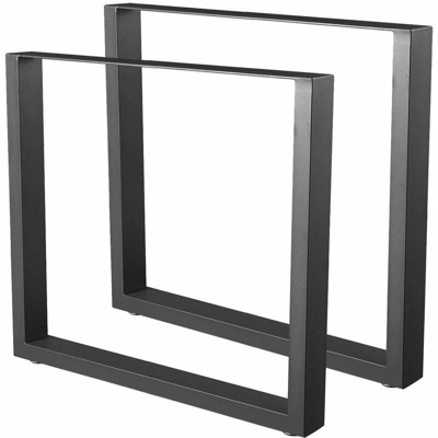 HM8072-B 2 Gambe del tavolo in acciaio di formato rettangolare nero, Gambe del mobile, Gambe del tavolo in metallo 80x72cm - Nero - Bc-elec