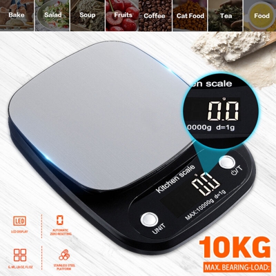 Insma - Bilancia da cucina elettronica di precisione digitale 10 kg / 1 g nera