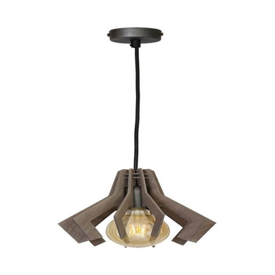 Lampada a Sospensione Draco - Lampadario - da Soffitto - Nero, Grigio in Metallo, Legno, 23 x 23 x 80 cm, 1 x E27, 60W