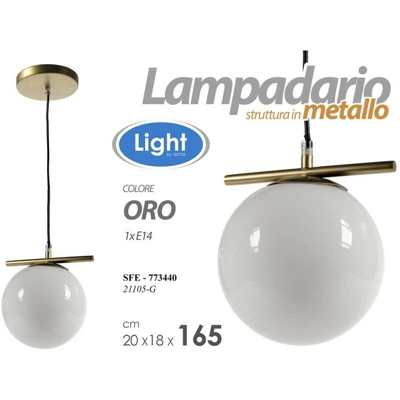 Lampadario moderno sfera oro cm 20 x 18x 165 h