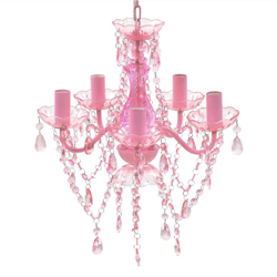 Lampadario in Cristallo con 5 Lampadine Rosa - Rosa - Youthup en oferta