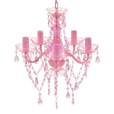 Lampadario in Cristallo con 5 Lampadine Rosa - Rosa - Youthup