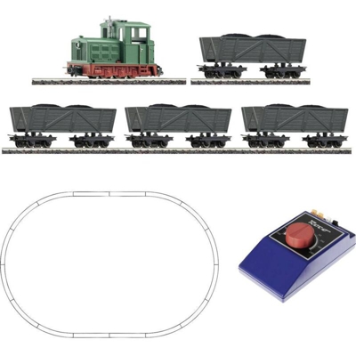 H0e Analog Start Set: Locomotiva a diesel da pista con treno Lorentreno, EpoIII-VI. Roco 31034