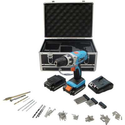 Work Men - WORKMEN WMPRT142LI-MC1H - Trapano avvitatore senza filo con valigetta in alluminio e accessori, fornito con due batterie Li-ion 14,4V 1,3Ah