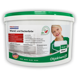 E-delux - Pittura per interni PROFHOME vernice ad alto grado di copertura per pareti e soffitti bianca opaca 12,5 LT per max 80 m2 características