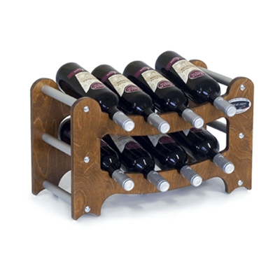 Cantinetta Portabottiglie in Legno Scaffale mobile per Bottiglie vino MADE IN ITALY mod. Gradino Noce B.8 L50 x P25 x 30H