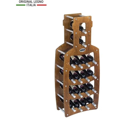 Cantinetta Portabottiglie in Legno Scaffale mobile per Bottiglie vino MADE IN ITALY mod. Bottiglia Noce B.18 L50 x P25 x 120H