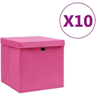 Contenitori con Coperchio 10 pz 28x28x28 cm Rosa - Rosa - Vidaxl
