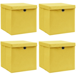 vidaXL Scatole con Coperchi 4 pz Gialle 32x32x32 cm in Tessuto - Amarillo características