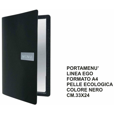 Portamenu' Linea Ego Form. A4 Nero Pelle Ecologica