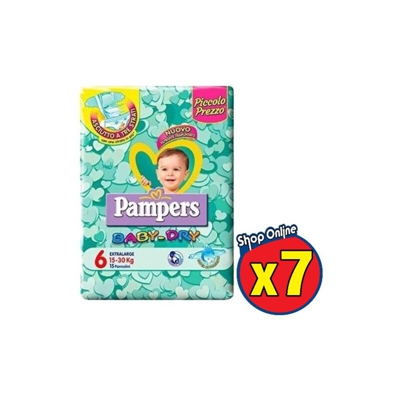 7 Pampers Baby Dry 6 Extra Large 15-30Kg