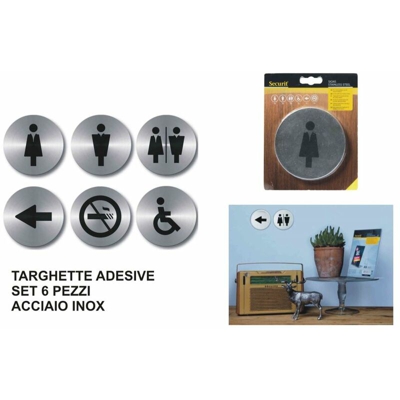 Targhette Adesive Set 6 Pz. Acciaio Inox 6 Forme