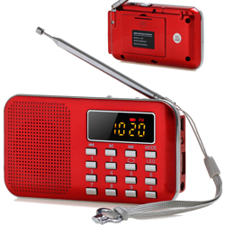 Radio portatile FM AM USB TF Card Lettore MP3 Rosso precio