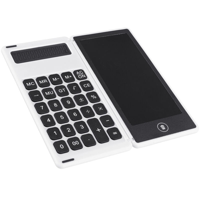 Calcolatrice display a 12 cifre Tavoletta da scrittura LCD pieghevole da 6 pollici bianca