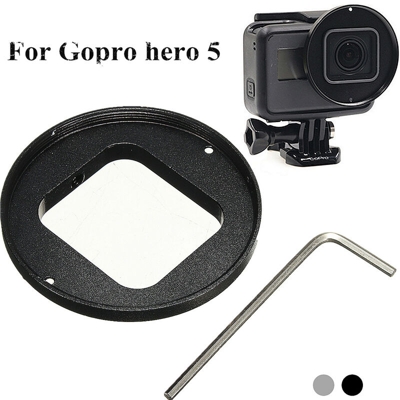 Anello adattatore Lente filtrante per fotocamera per foto subacquee per gopro hero 5 Con chiave esagonale e vite in alluminio 52mm NERO