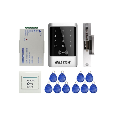 Kit tastiera controller per controllo accessi porta RFID impermeabile con serratura elettrica e 10 carte portachiavi RFID