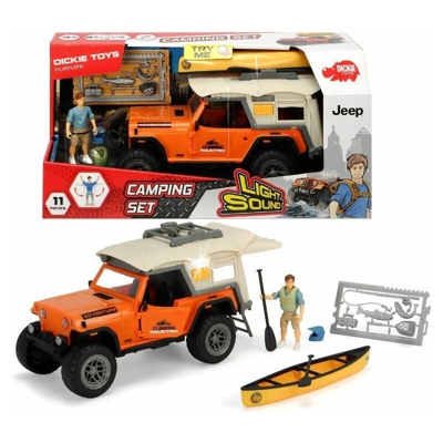 Simba Playlife Set Campeggio Con Jeepster Commando 1:24, Barca A Remi, Personaggio Articolato, Luci Suoni E Accessori