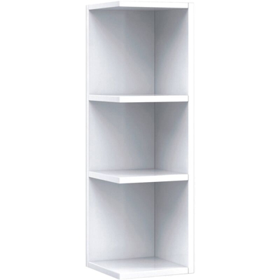 pensile ad angolo per bagno con quattro ripiani, da utilizzare come aggiunta a mobili compatibili, colore bianco lucido, cm 20 x 65 x 19.5. - Dmora