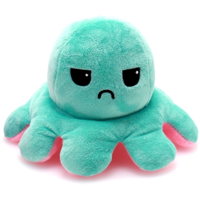 Octopus originale reversibile Plushie morbido peluche Pillow Pets Pet Show tuo umore senza dire una parola Su Regalo di compleanno, Rosa Chiaro Verde