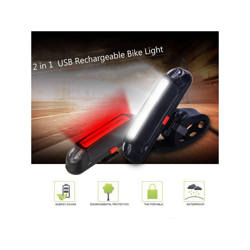 500LM 2 in 1 OUTERDO XANES BICI BICICLETTA Luce anteriore Fanale posteriore Luce notturna per bicicletta a LED ricaricabile USB ultraleggera Novità precio