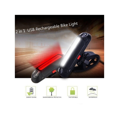 500LM 2 in 1 OUTERDO XANES BICI BICICLETTA Luce anteriore Fanale posteriore Luce notturna per bicicletta a LED ricaricabile USB ultraleggera Novità
