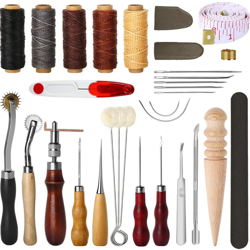 Strumento per cucire in pelle da 31 pezzi Electop Strumento per cucito a mano in pelle fai-da-te Kit per cucire a mano con kit per ditale con filo di precio