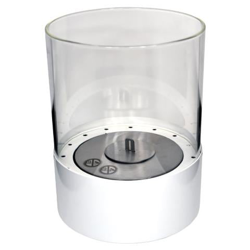 Glow Fire Emma Focolare Da Tavolo A Bioetanolo Struttura Rotonda In Acciao Inox E Vetro, Bianco precio
