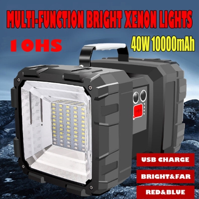 Drillpro - Dual Heads 200W 5000LM 10000mAh Xenon LED Faro da lavoro Torcia Proiettore a candela Lampada portatile impermeabile Ricaricabile Anteriore