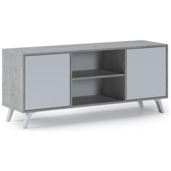Mobile Tv 140 A 2 Ante, Soggiorno, Modello Wind, Struttura Colore Cemento, Colore Porte Bianco Matte, Misure 137x40x57cm Di Altezza. precio