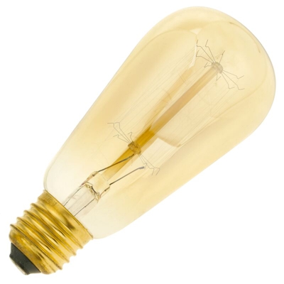Lampadina Edison di filamenti ad incandescenza E27 220VAC 40W 58x131mm ST58 - Primematik