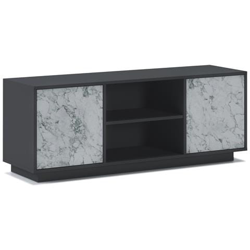 Mobile Tv 140 A 2 Porte, Soggiorno, Modello Marble, Struttura Colore Grigio Grafite, Colore Porte Bianco Opaco Marmo, Misure 137x40x51cm Di Altezza. precio