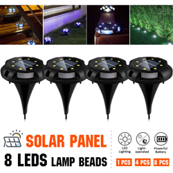 Drillpro - 4 pezzi 8 LED 1200mAh durevole impermeabile decorazione da giardino luci da terra luce sepolta a energia solare precio