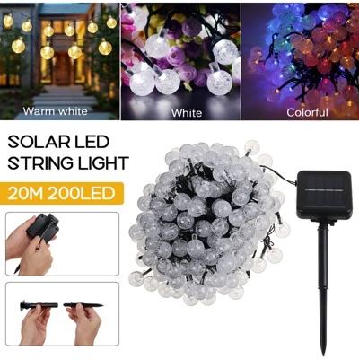 Drillpro - Decorazioni natalizie natalizie IP65 impermeabili a 8 modalità ad energia solare (bianco, bianco caldo, colorato) (bianco, 20 M 200 LED)