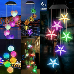Drillpro - Campanelli eolici ad energia solare RGB LED Controllo della luce Cambia colore Appeso Spinner Windchime Lampada Decorazione Illuminazione precio