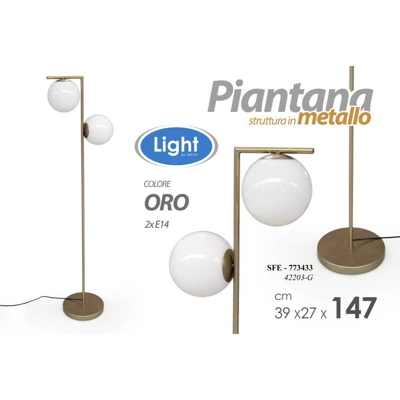 Piantana metallo moderna oro industrial cm 39 x 27 x 147 h