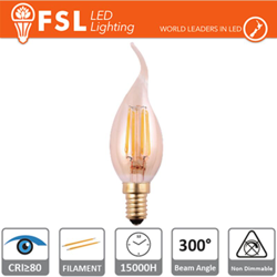 lampada colpo di vento filamento 220-240 volt 300° 4 watt A+ CE E14 ambra bianco caldo no lif flbt35v4w22k14 características
