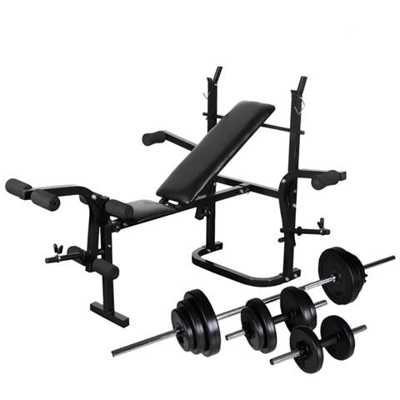 Panca Multifunzione Con Bilanciere E Set Di Manubri 30,5 Kg