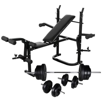 Panca Multifunzione Con Bilanciere E Set Di Manubri 60,5 Kg
