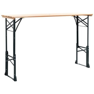 Tavolo Da Birreria Pieghevole 179x50x75/105 Cm In Legno Di Pino