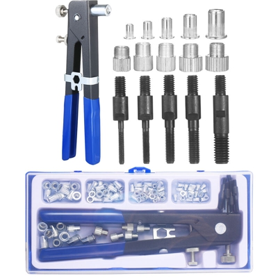 Inserimento Tool Kit 86pcs insieme di attrezzo di noci dadi ciechi strappo mano rivettatrice filettate dado pistola rivettatrice M3 M4 M5 M6 M8